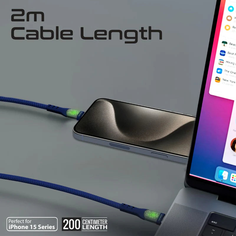 PROMATE TransLine-CC200 Power Delivery Ultra-Fast Charge Cable - 2 Meter / 480Mbps / USB-C / Navy