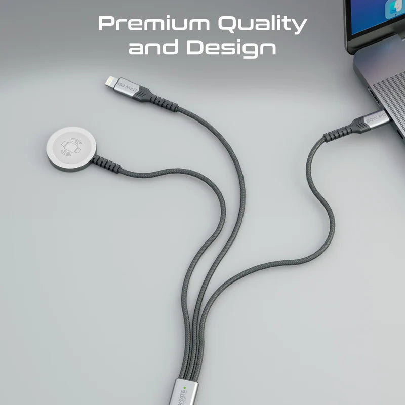 PROMATE iCharge-Trio 5-in-1 Multi-Connector Cable - 1.5 Meter / 480Mbps / USB-C / Lightning / Black