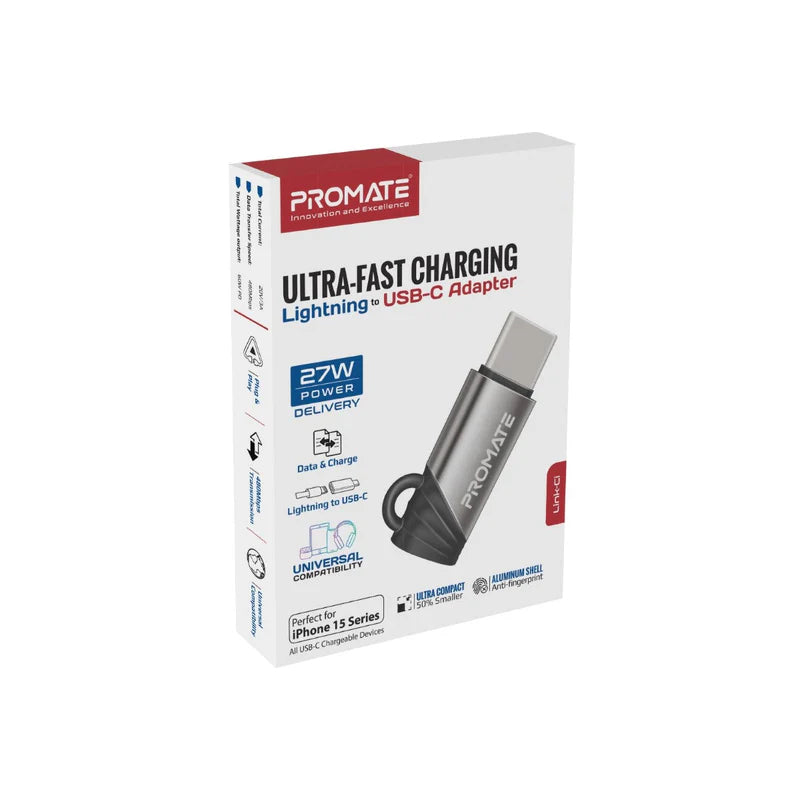 PROMATE Link-Ci Ultra-Fast Charging Lightning to USB-C Adapter