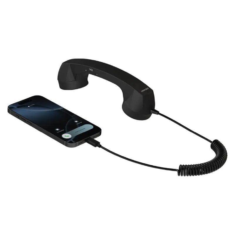 Porodo Classic Retro Phone Handset with Type-C Connector - Black