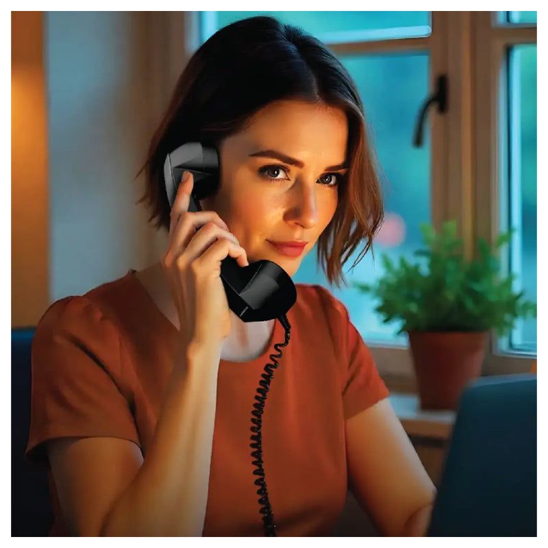 Porodo Classic Retro Phone Handset with Type-C Connector - Black