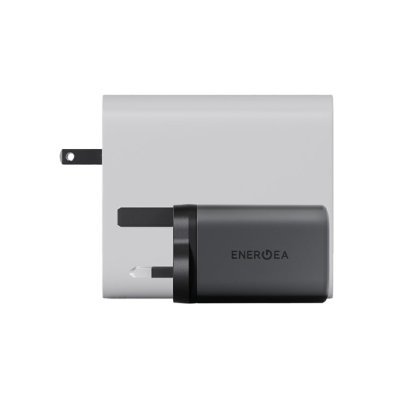 Energea Ampcharge Mini GaN Wall Charger - 100W / USB-C / USB-A / Gunmetal