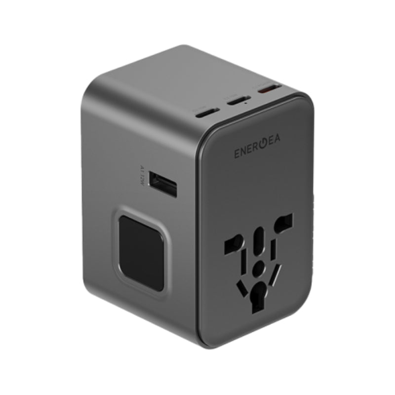 Energea Travelworld Travel Adapter - 45W / USB-C / USB-A / Gunmetal