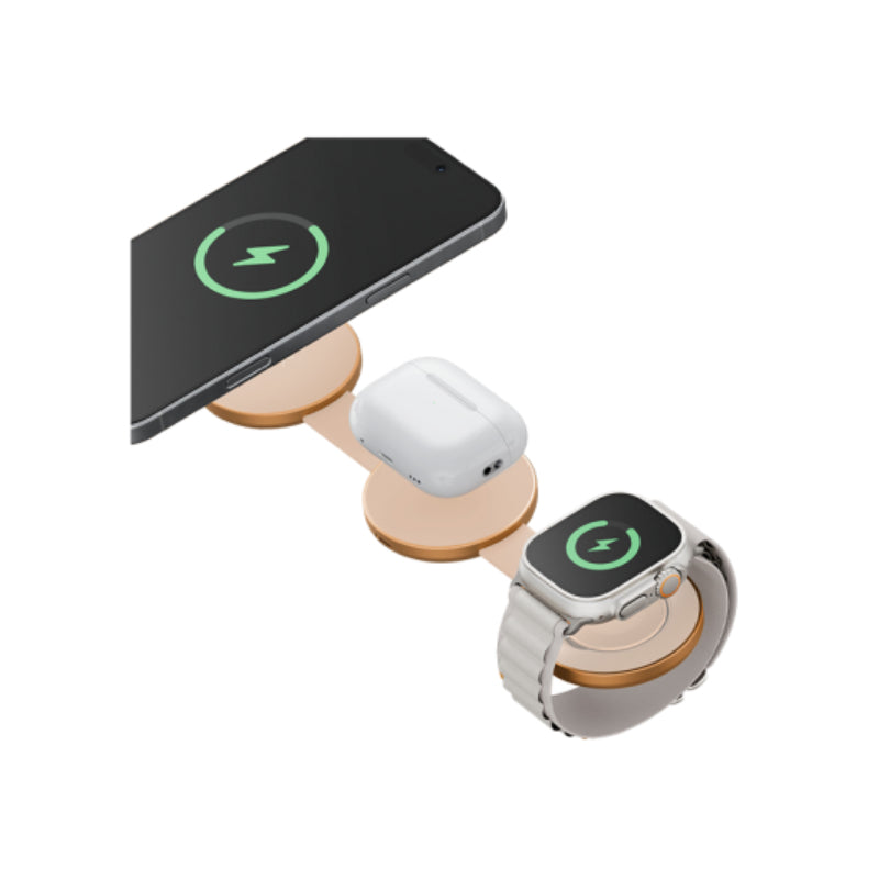Energea AluMag Trio 3-in-1 Foldable Wireless Charger - 15W / Orange
