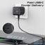 PROMATE Cubix-R65 GanFast Charging Adapter with Retractable USB-C Cable - 65W / USB-C / Black