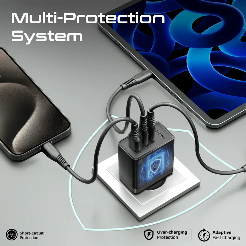 PROMATE PowerPort-45 Power Delivery GaNFast Charger - 45W / USB-C / USB-A / Black