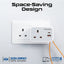 PROMATE VersaSocket Multi-Function AC Socket Charger Built-In USB-C Cable - 20W / USB-C / USB-A / White