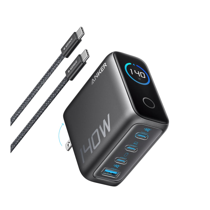 Anker PD 4-Port Fast Charger with USB-C Cable - 140W / Dark Grey
