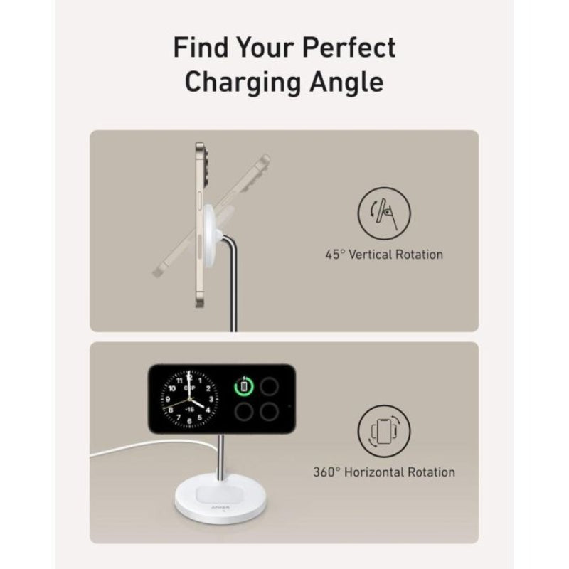 Anker Maggo 2-in-1 MagSafe Wireless Charger - Wireless / 15W / White