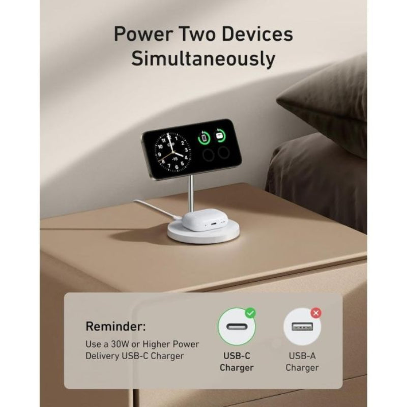 Anker Maggo 2-in-1 MagSafe Wireless Charger - Wireless / 15W / White