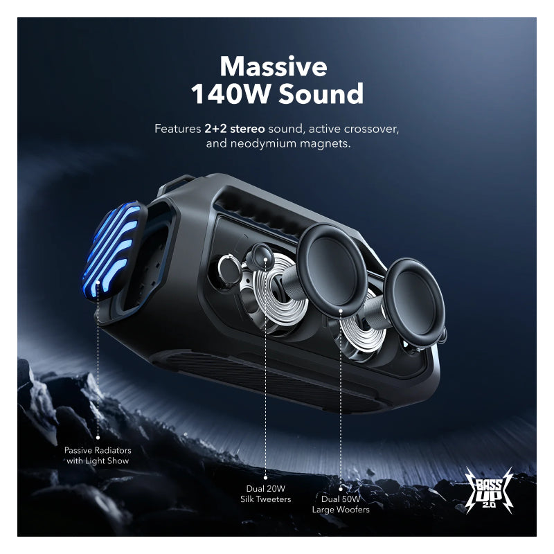 Anker Soundcore Boom 2 Plus Portable Speaker - 140W / Bluetooth 5.3 / Black