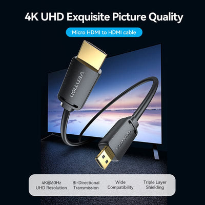 كابل فينشن مايكرو إتش دي إم آي بدقة 4K / بطول 1 متر / أسود