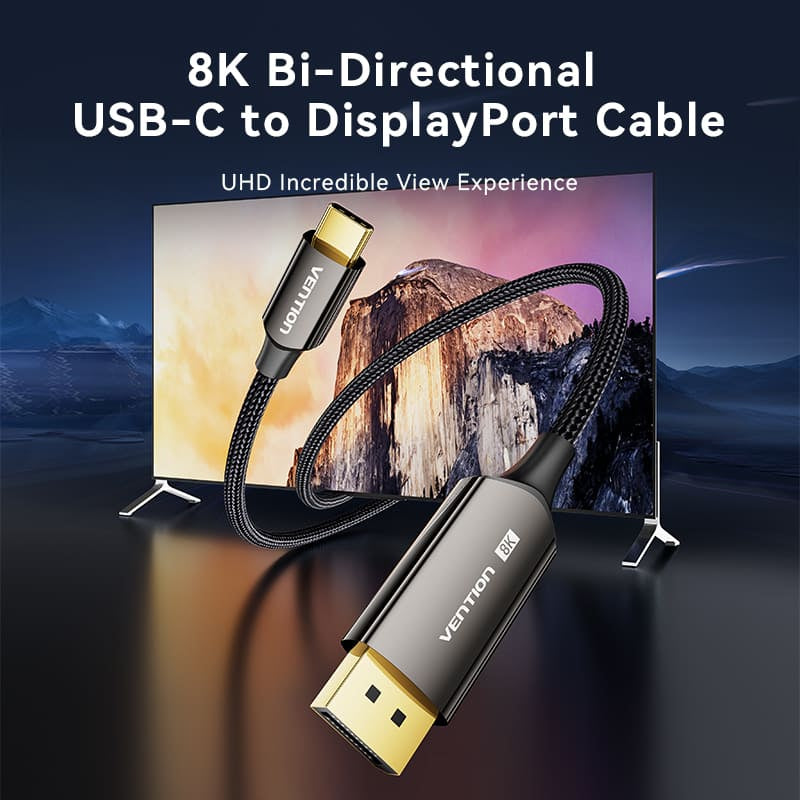 Vention USB-C To DisplayPort Cable - 8K / 2 Meter / Black