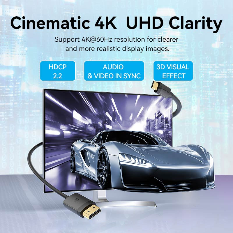 Vention USB-C To DisplayPort Cable - 4K / 2 Meter / Black
