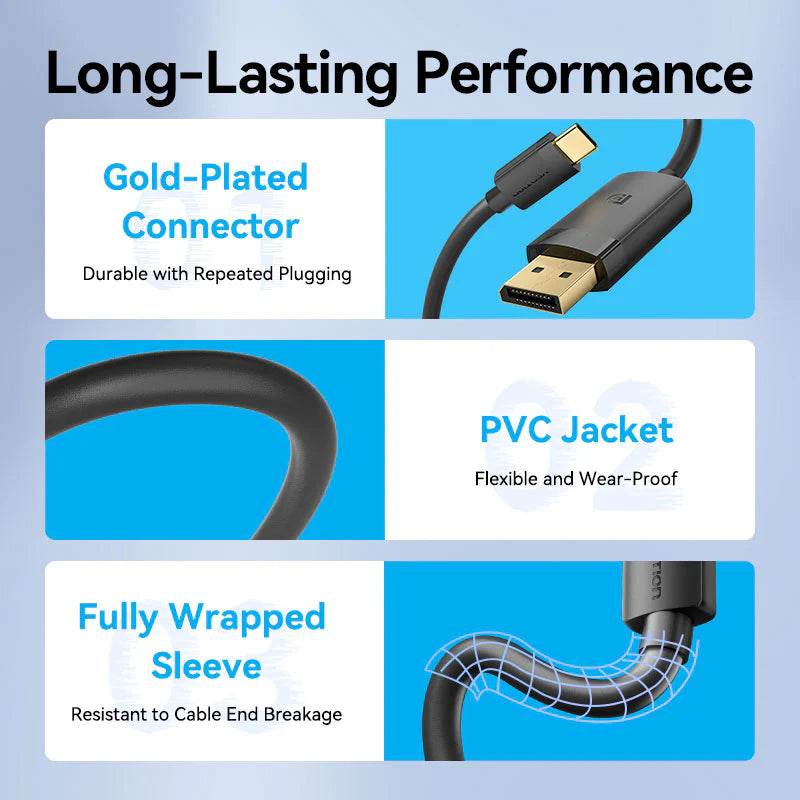 Vention USB-C To DisplayPort Cable - 4K / 2 Meter / Black