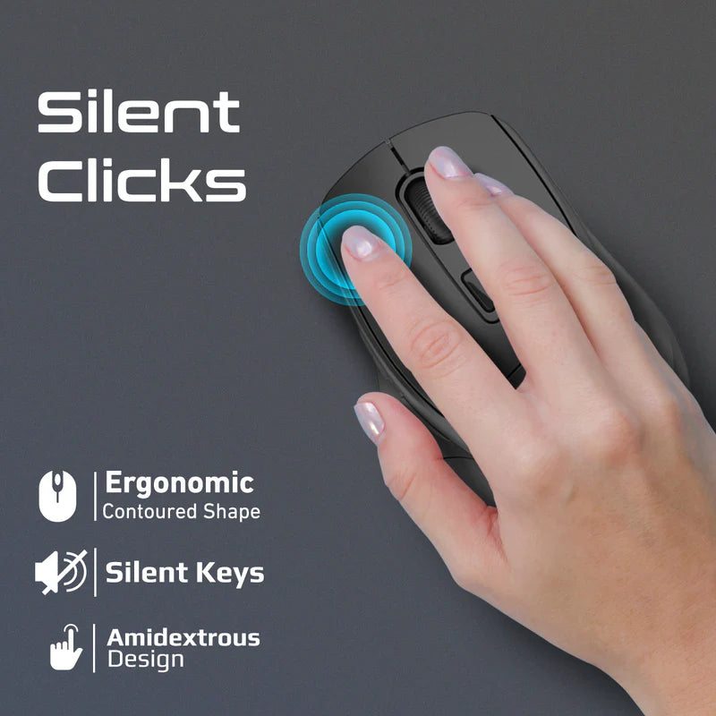 PROMATE Samit Ergonomic Silent Click Wireless Mouse - 2200dpi / Black