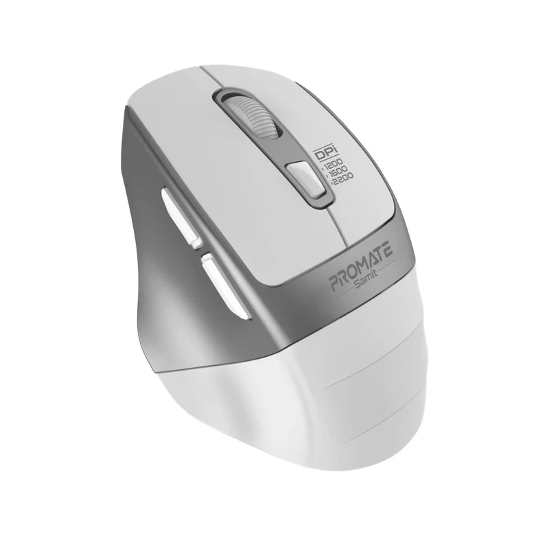 PROMATE Samit Ergonomic Silent Click Wireless Mouse - 2200dpi / White
