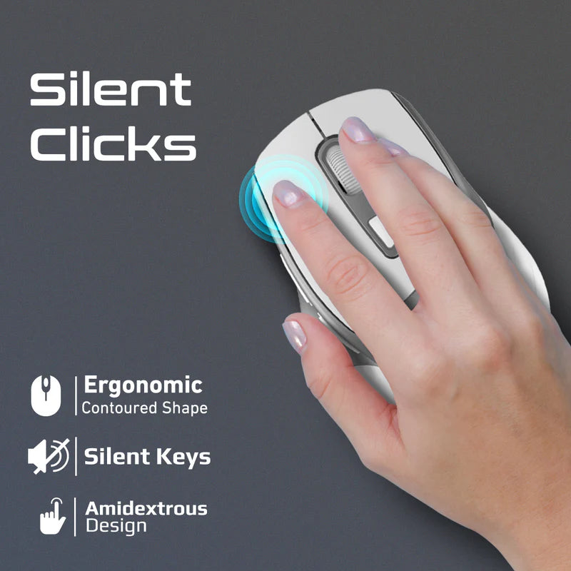 PROMATE Samit Ergonomic Silent Click Wireless Mouse - 2200dpi / White