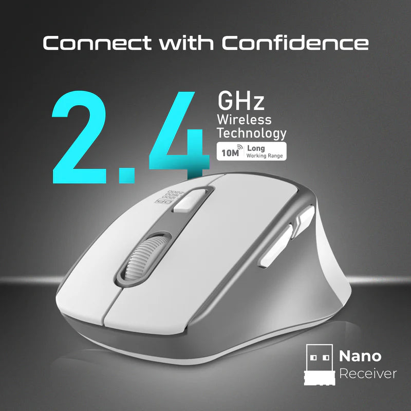 PROMATE Samit Ergonomic Silent Click Wireless Mouse - 2200dpi / White