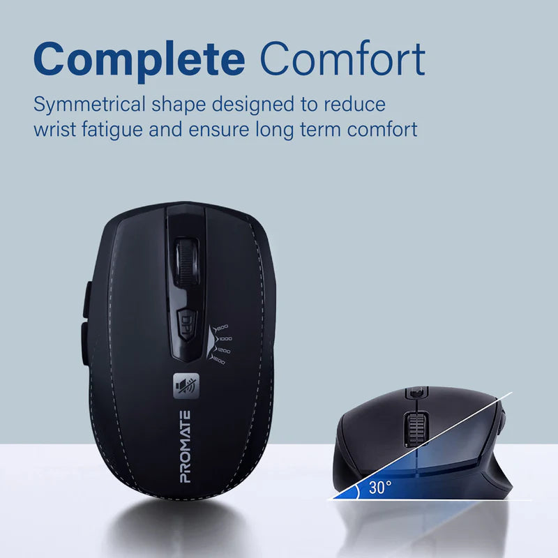 PROMATE Breeze Silent Switch Streamlined Wireless Mouse - 1600dpi / Black