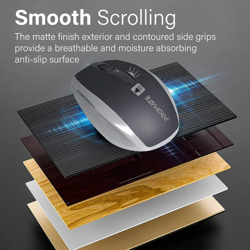 PROMATE Breeze Silent Switch Streamlined Wireless Mouse - 1600dpi / Silver