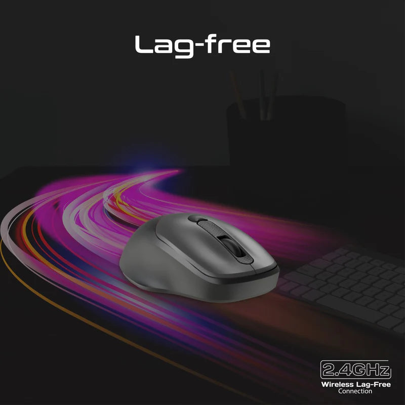 PROMATE UniGlide EZGrip Ergonomic Wireless Mouse - 1600dpi / Black
