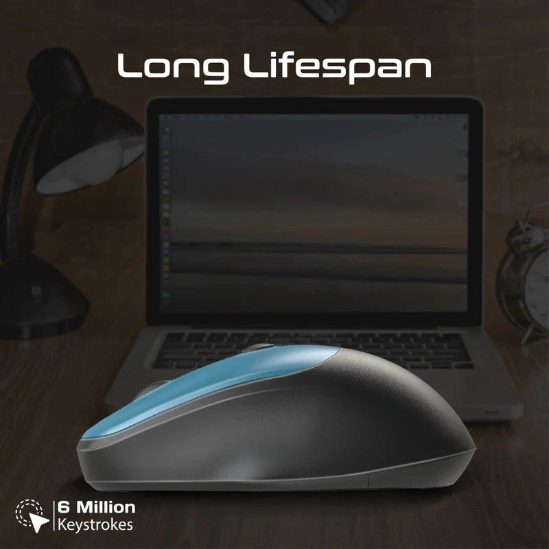 PROMATE UniGlide EZGrip Ergonomic Wireless Mouse - 1600dpi / Blue