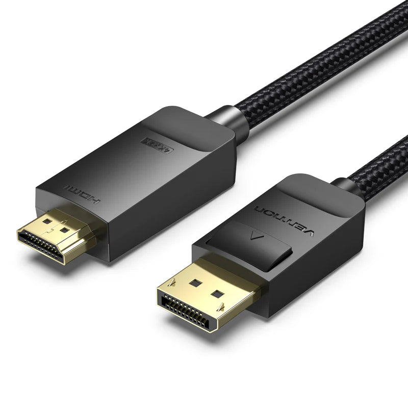 Vention Cotton Braided HDMI Male To DisplayPort Male Cable - 4K / 2 Meter / Black
