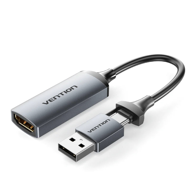 Vention HDMI-A to USB-C/USB-A Video Capture - 8K / 480Mbps / Gray