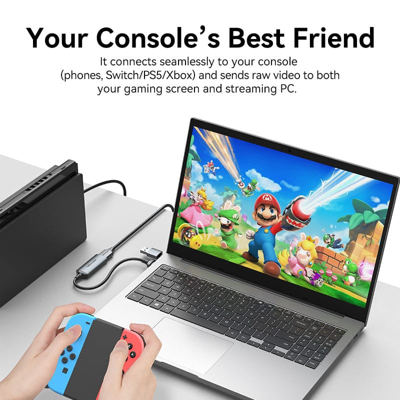 Vention HDMI-A to USB-C/USB-A Video Capture - 8K / 480Mbps / Gray