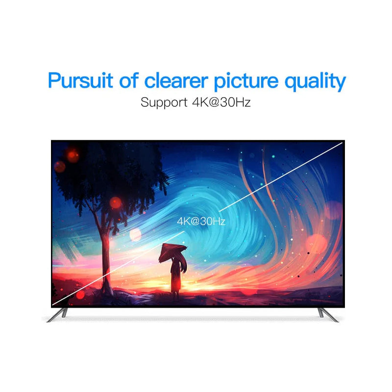 محول فينشن من ديسبلاي بورت إلى HDMI، 1080P، بطول 0.15 متر، باللون الأسود