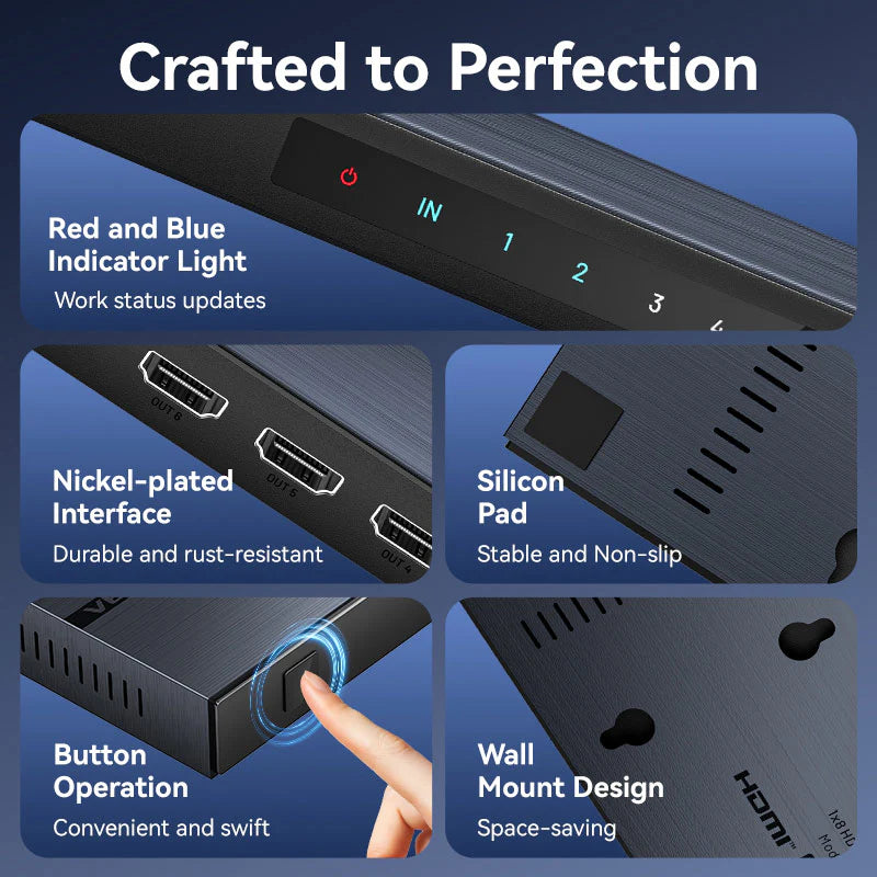 Vention 1-In-8-Out HDMI Splitter - 4K / Black