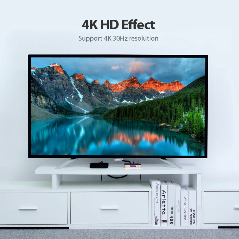 موزع فينشن HDMI بمدخل واحد ومخرجين، 4K، باللون الأسود
