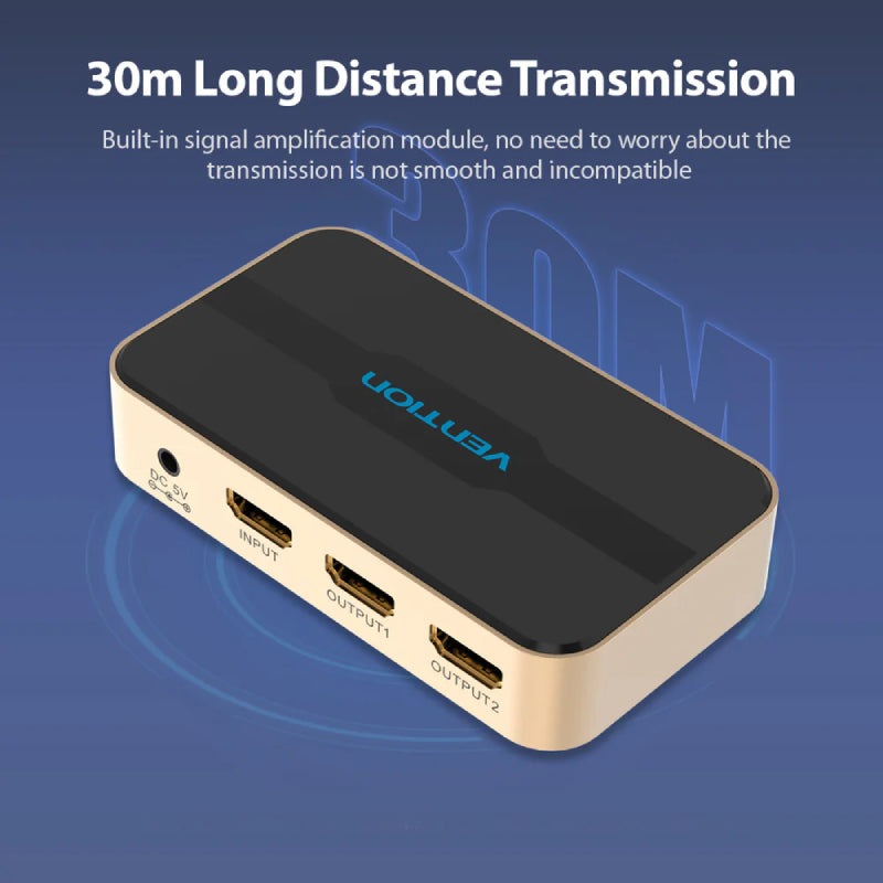 Vention 1-In-2-Out HDMI Splitter - 4K / Black
