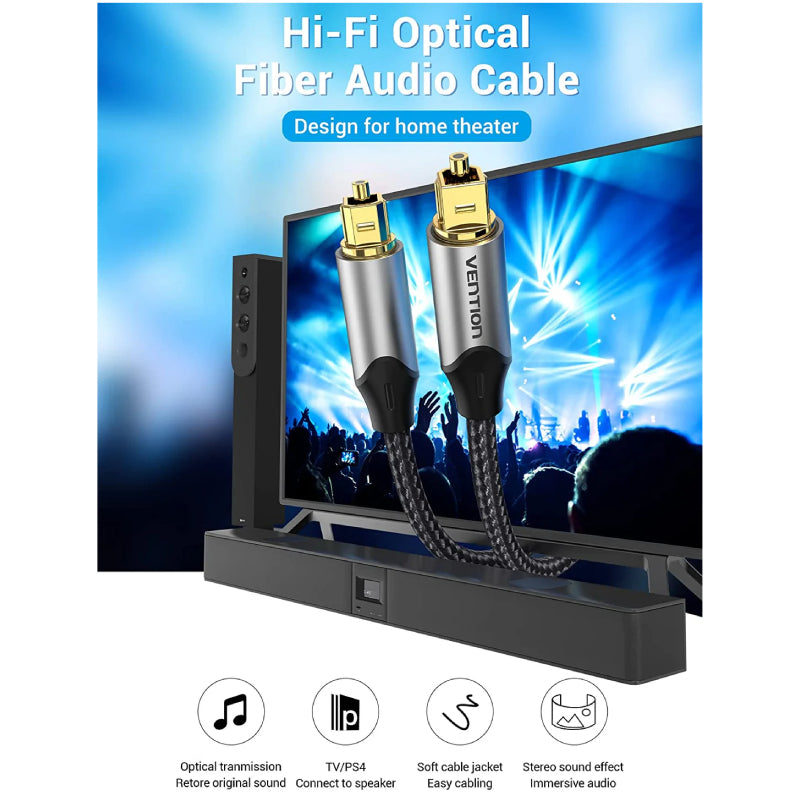 Vention Optical Fiber Audio Cable - 1.5 Meter / Gray