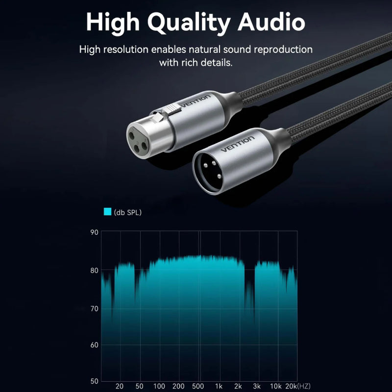 Vention XLR Male to XLR Female Microphone Cable - 3 Meter / Gray