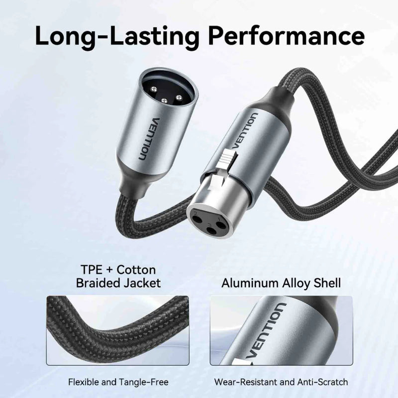 Vention XLR Male to XLR Female Microphone Cable - 3 Meter / Gray