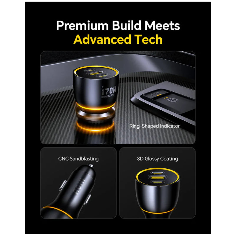 AOHi SUPERAUTO PD GAN Fast Car Charger - 170W / USB-A / USB-C