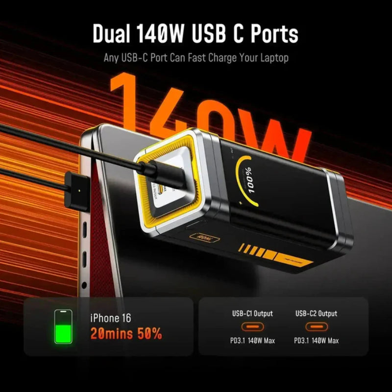AOHi FUTURE STARSHIP PRO PD 3.1 Power Bank with USB-C Cable - 210W / 10,000mAh / 1 Meter / Dark Grey