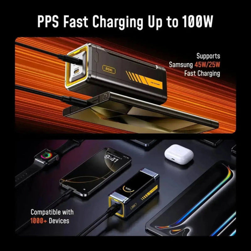 AOHi FUTURE STARSHIP PRO PD 3.1 Power Bank with USB-C Cable - 210W / 10,000mAh / 1 Meter / Dark Grey