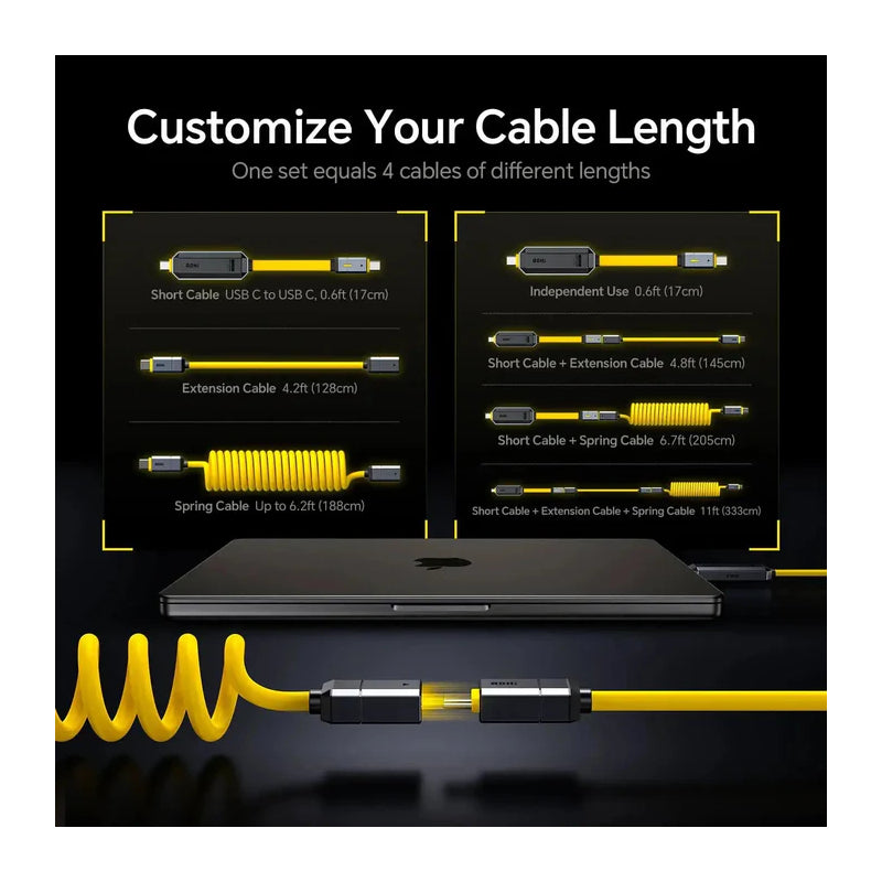 AOHi Future Magflash 2-in-1 Charging & Data Storage Cable - 240W / USB-C / 1000MB/s / Yellow