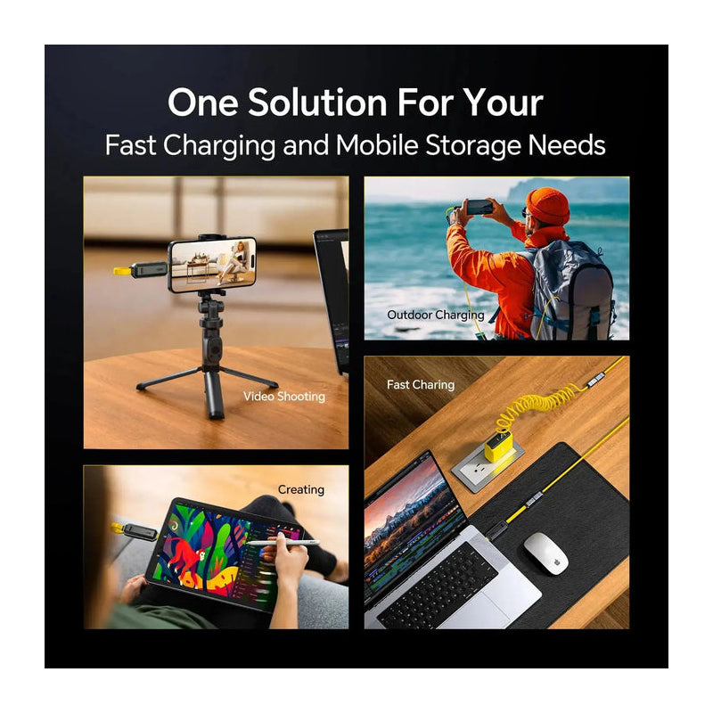 AOHi Future Magflash 2-in-1 Charging & Data Storage Cable - 240W / USB-C / 1000MB/s / Yellow