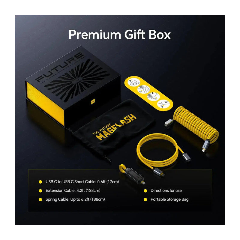 AOHi Future Magflash 2-in-1 Charging & Data Storage Cable - 240W / USB-C / 1000MB/s / Yellow