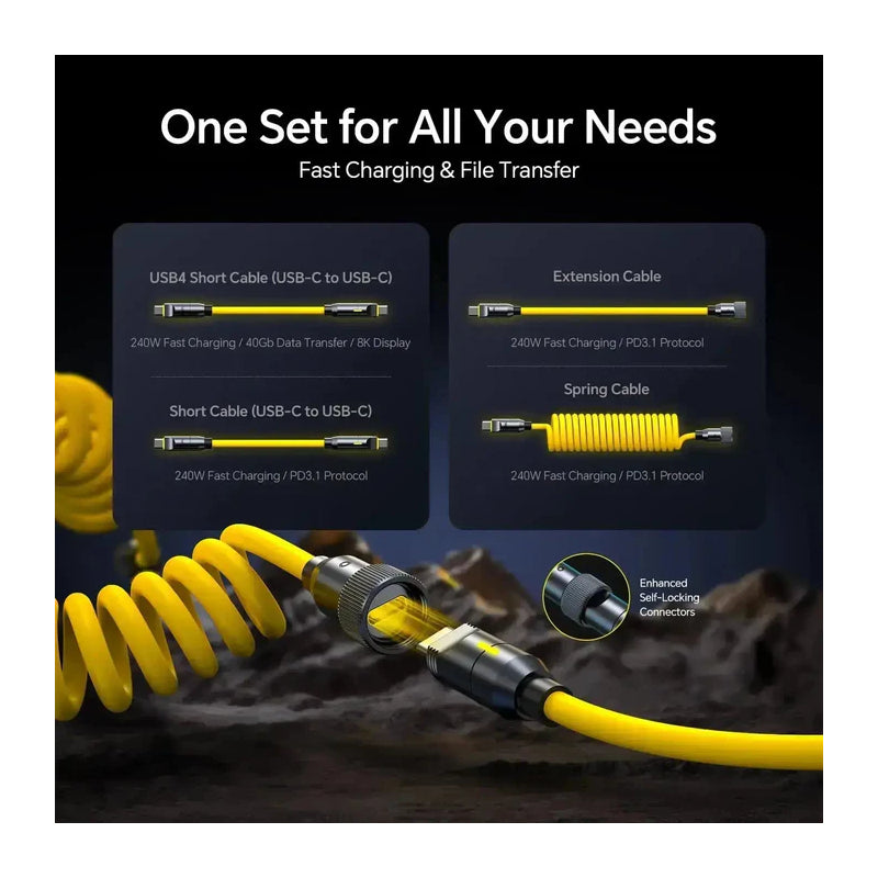 AOHi The Future PRO Creative Power Cable Set - 8K / 240W / USB-C / 40Gbps / Yellow