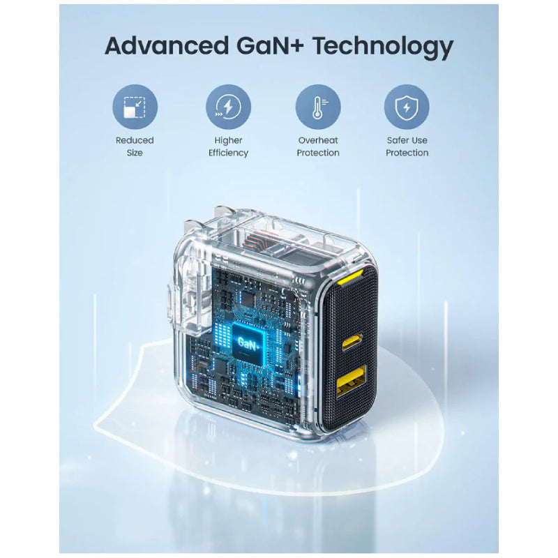 AOHi Magcube Dual-Port Foldable GaN Charger - 67W / USB-C / USB-A / Yellow