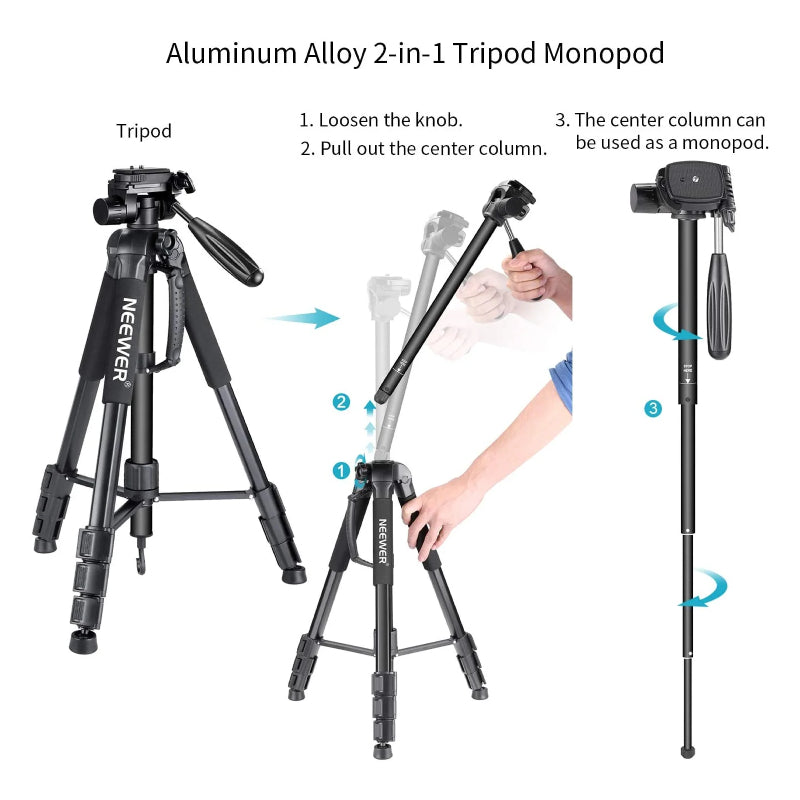NEEWER SAB264 70" 2 in 1 Camera Tripod Monopod - Black