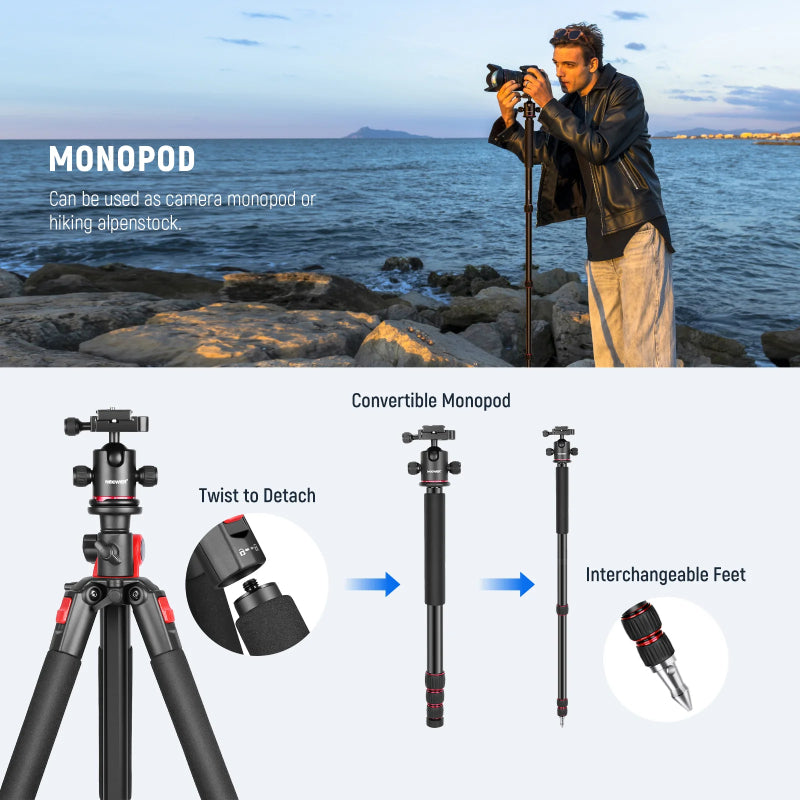 NEEWER N284L+G0 Camera Tripod Monopod - Black