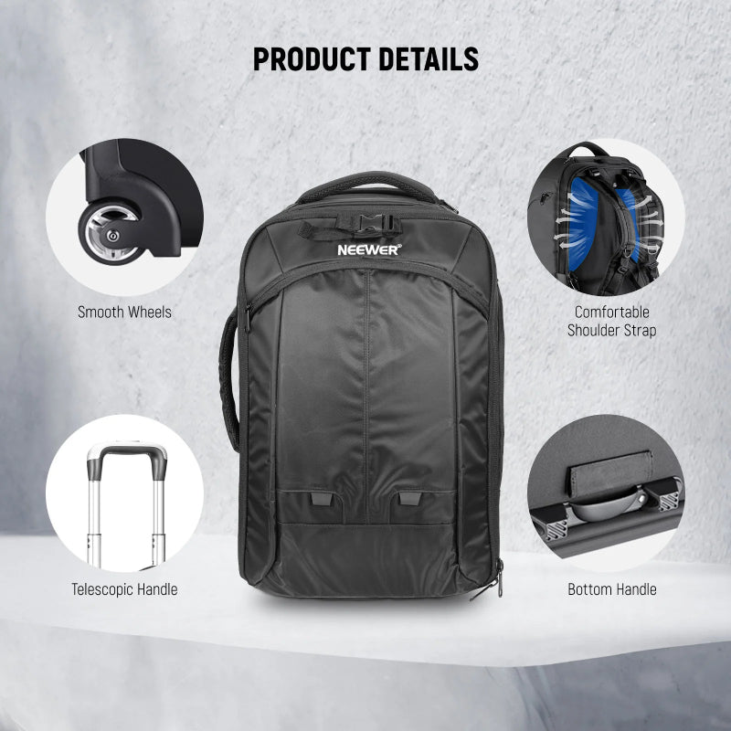 NEEWER 2-in-1 Trolley Backpack - Black/Red