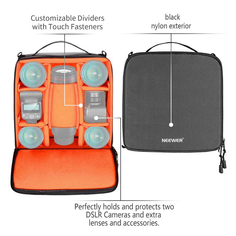NEEWER Camera Carrying Case - Black/Orange