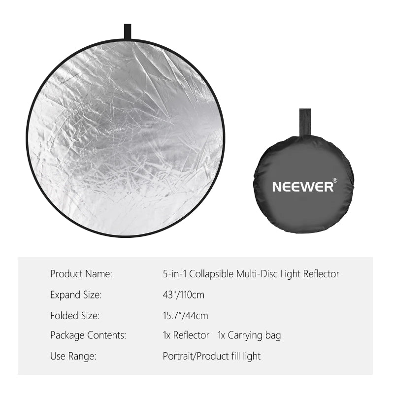 NEEWER 5-in-1 Collapsible Light Reflector - 110cm